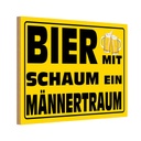 Holzschild 20x30 cm Bier mit Schaum ein Männertraum