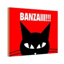 Holzschild 20x30 cm Katze Banzaiii!!! Tier Haustier