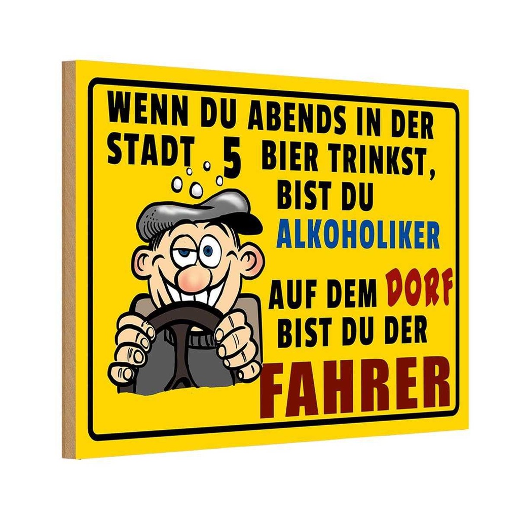 Holzschild 20x30 cm wenn du abends 5 Bier trinkst Essen Trinken