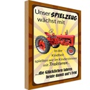Holzschild 30x20 cm Spielzeug wächst mit Traktor Dekoration