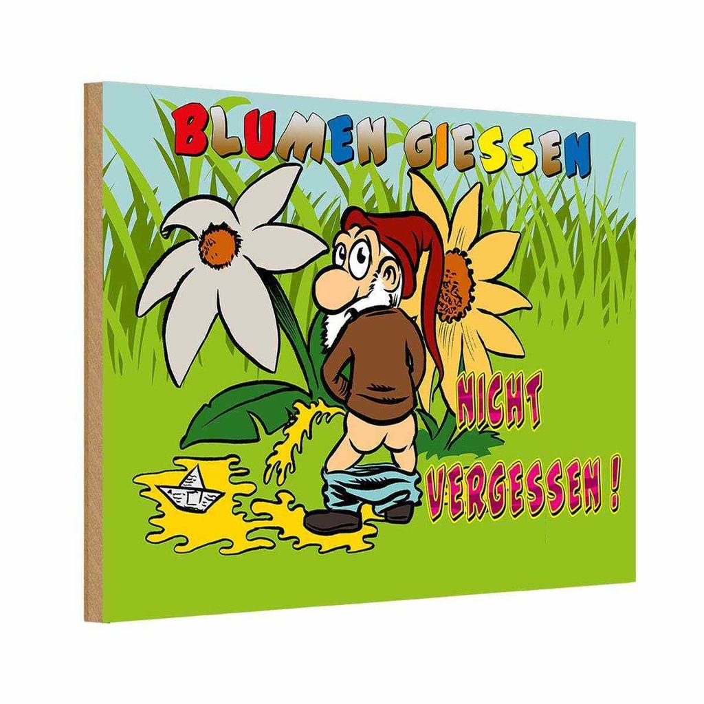 Holzschild 20x30 cm Blumen giessen nicht vergessen