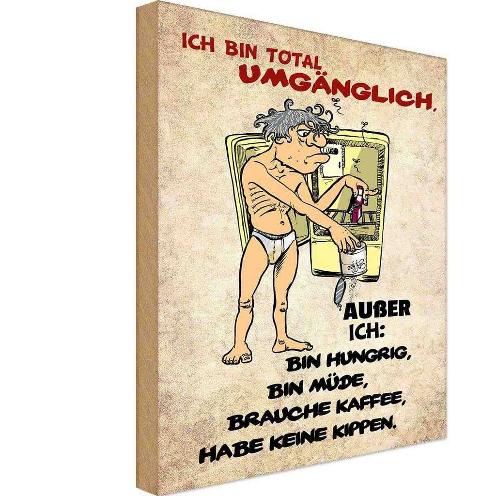 Holzschild 30x20 cm bin total umgänglich außer Dekoration