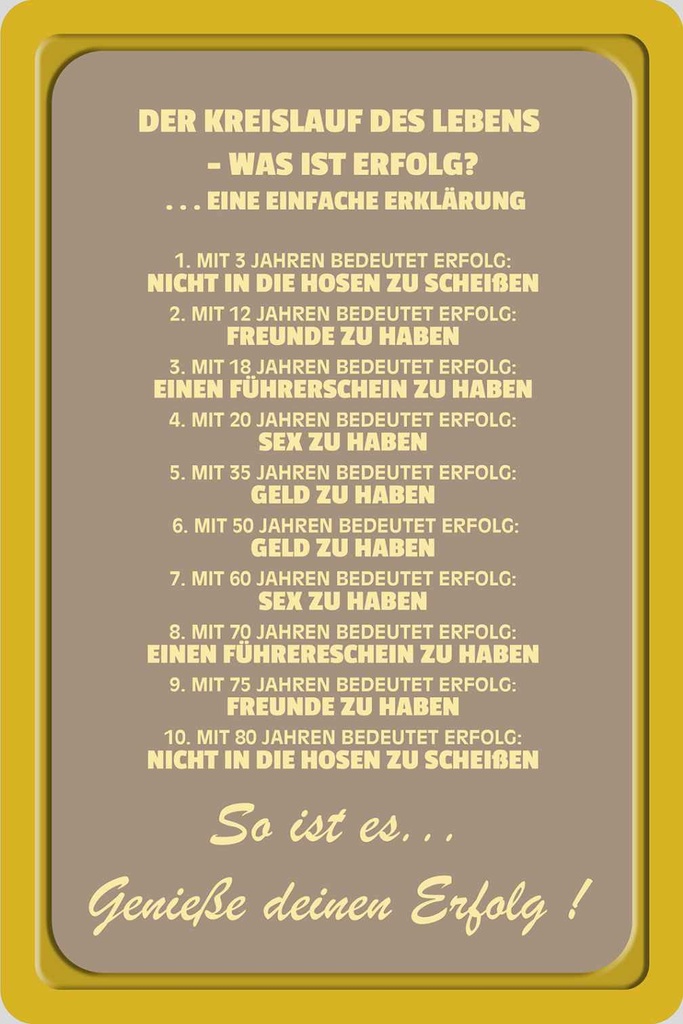 Holzschild 30x20 cm Kreislauf des Lebens was Erfolg Spruch Zitat