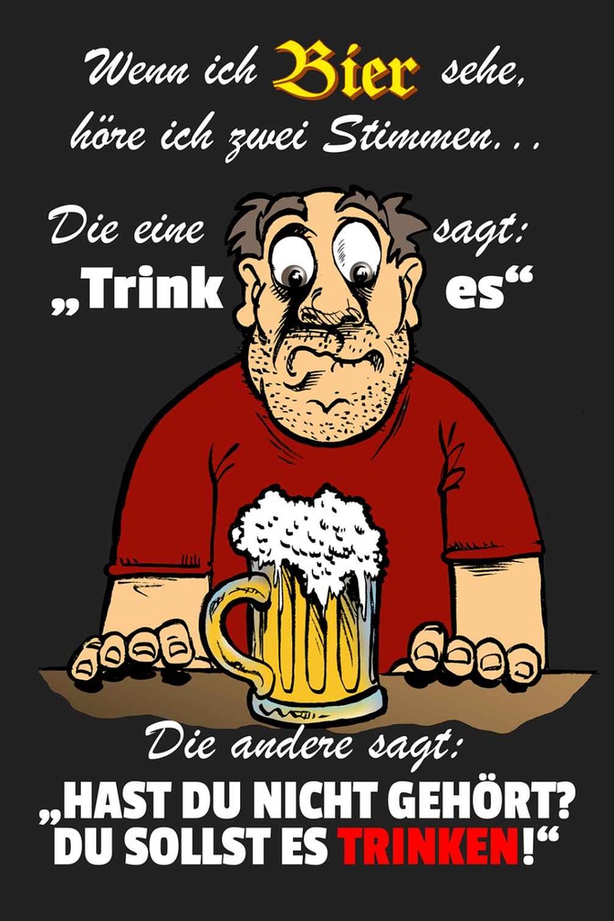 Holzschild 30x20 cm wenn ich Bier sehe höre 2 Essen Trinken