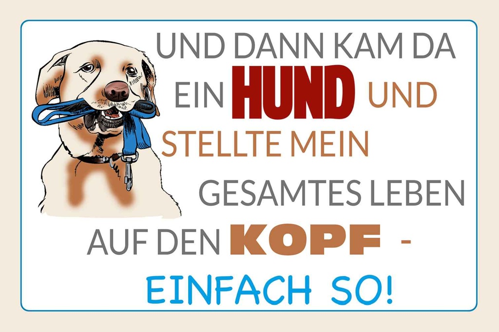 Holzschild 20x30 cm und dann kam da ein Hund Tier Haustier