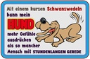 Holzschild 20x30 cm mit kurzem Schwanzwedeln Hund Tier Haustier