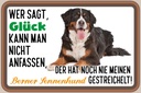 Holzschild 20x30 cm wer sagt Glück Berner Sennenhund Spruch Zitat