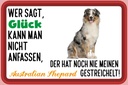Holzschild 20x30 cm Glück Australian Shepard Hund Dekoration