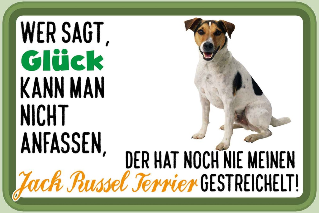 Holzschild 20x30 cm Glück Jack Russel Terrier Hund Tier Haustier