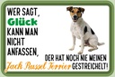 Holzschild 20x30 cm Glück Jack Russel Terrier Hund Tier Haustier