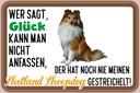 Holzschild 20x30 cm Glück Shetland Sheepdog Hund Tier Haustier