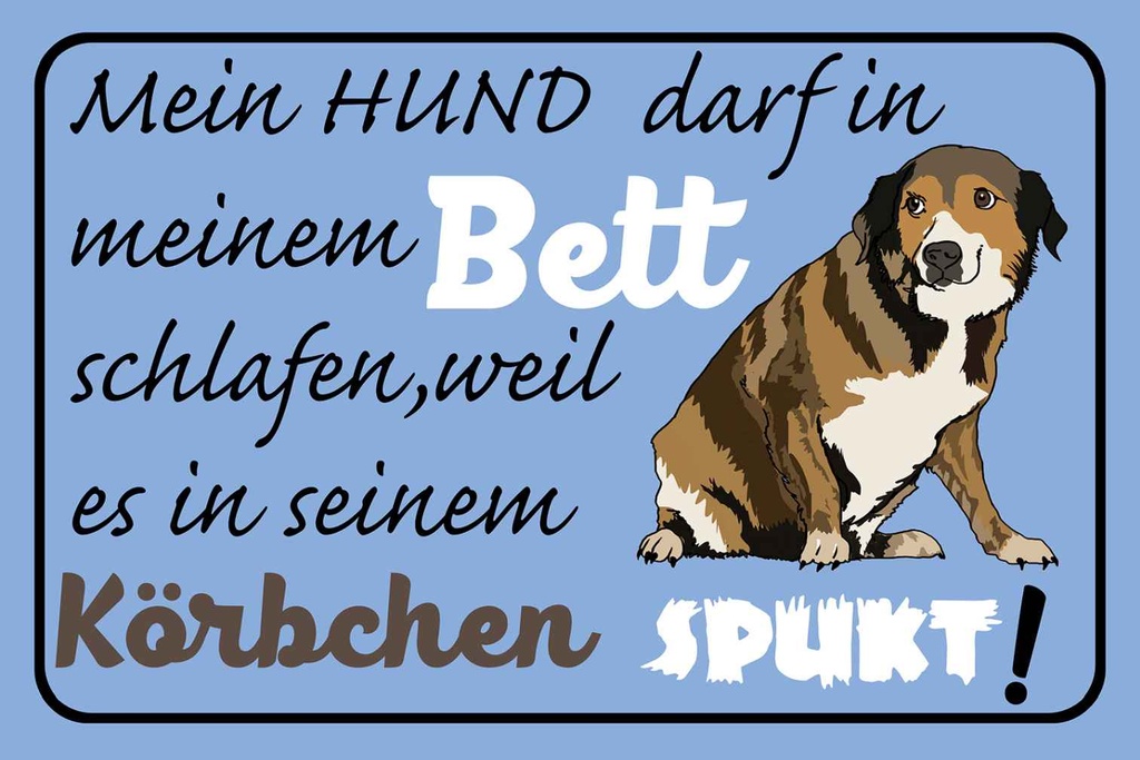 Holzschild 20x30 cm mein Hund darf im Bett schlafen Tier Haustier