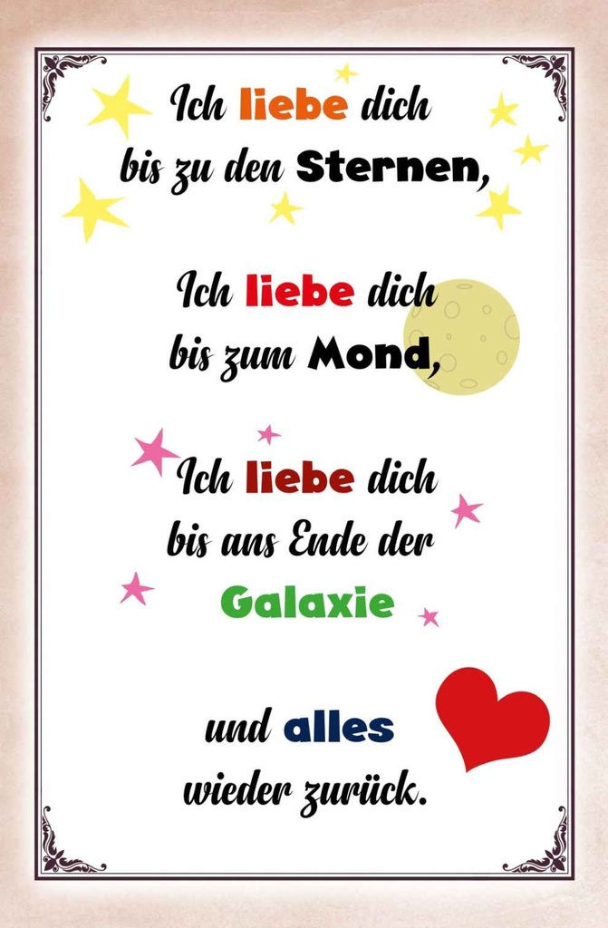 Holzschild 30x20 cm ich iebe dich bis zu den Sternen