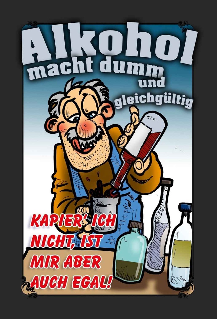 Holzschild 30x20 cm Alkohol macht dumm ist mir egal