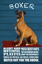Holzschild 30x20 cm Boxer Hund watchful playful Tier Haustier