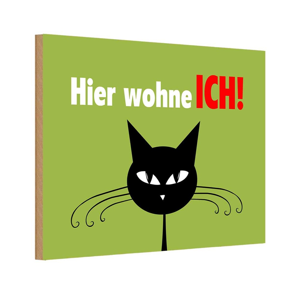 Holzschild 20x30 cm Katze hier wohne ich Tier Haustier