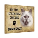 Holzschild 20x30 cm Birma Katze ohne kein Heim Tier Haustier