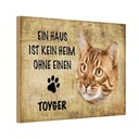 Holzschild 20x30 cm Toyger Katze ohne kein Heim Tier Haustier