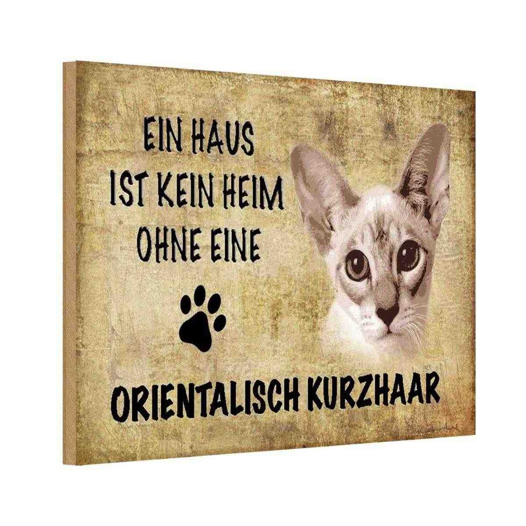 Holzschild 20x30 cm orientalisch Kurzhaar Katze Tier Haustier