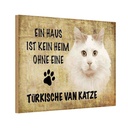 Holzschild 20x30 cm türkische Van Katze Tier Haustier