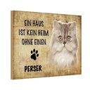Holzschild 20x30 cm Perser Katze ohne kein Heim Tier Haustier