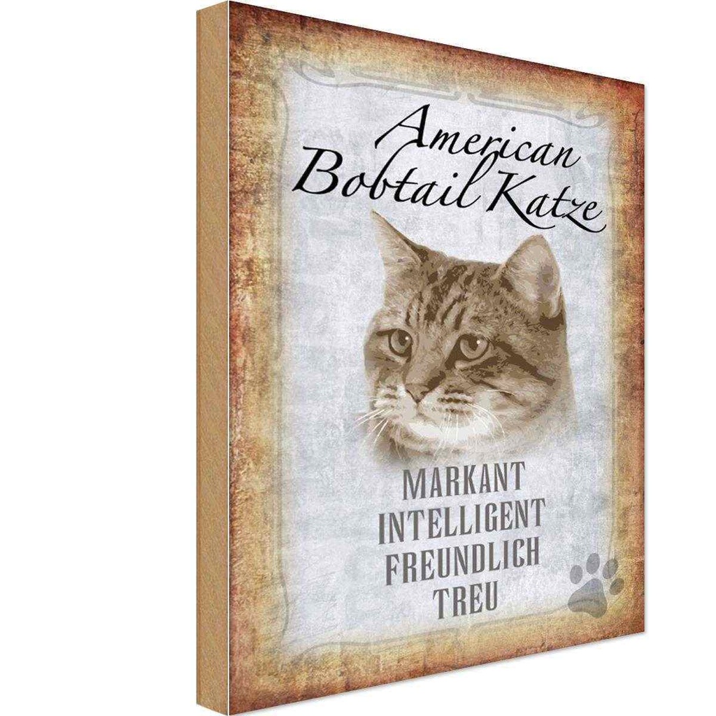 Holzschild 30x20 cm American Bobtail Katze