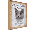 Holzschild 30x20 cm russisch blau Katze Tier Haustier