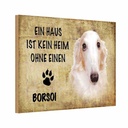 Holzschild 20x30 cm Borsoi Hund ohne kein Heim Tier Haustier