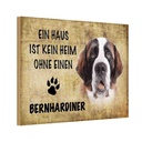 Holzschild 20x30 cm Bernhardiner Hund ohne kein Heim