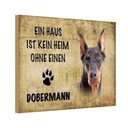 Holzschild 20x30 cm Doberman Hund ohne kein Heim Tier Haustier
