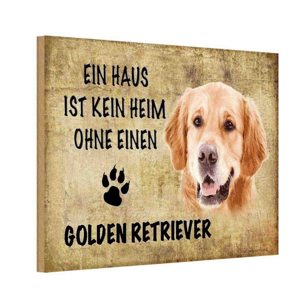 Holzschild 20x30 cm Golden Retriever Hund Tier Haustier