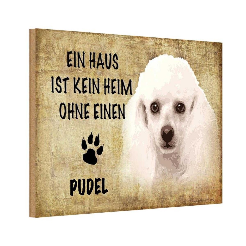 Holzschild 20x30 cm Pudel Hund Tier Haustier