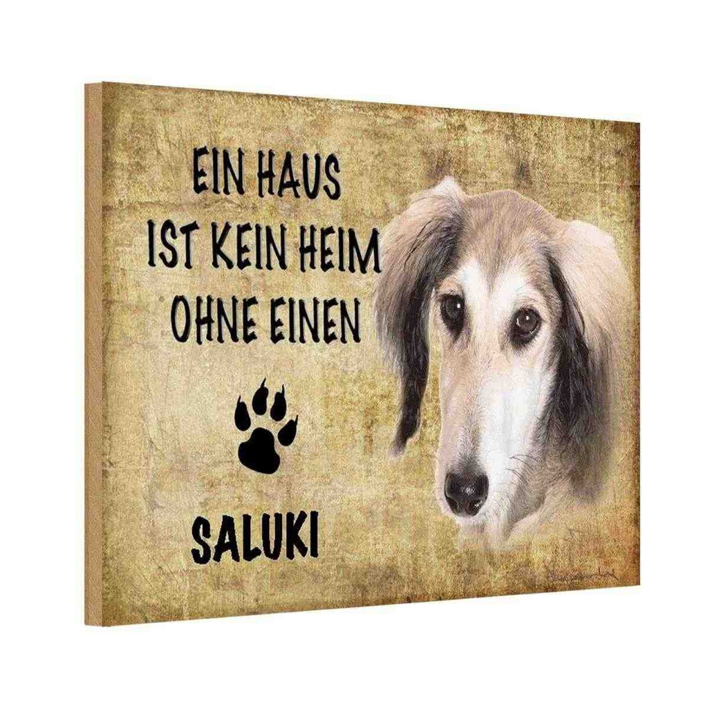 Holzschild 20x30 cm Saluki Hund ohne kein Heim Tier Haustier