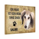 Holzschild 20x30 cm Saluki Hund ohne kein Heim Tier Haustier