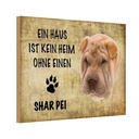 Holzschild 20x30 cm Shar Pei Hund Tier Haustier