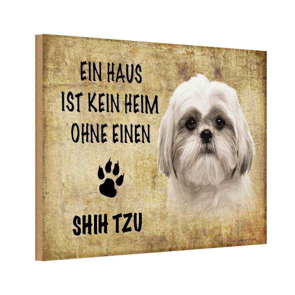 Holzschild 20x30 cm Shih Tzu Hund Tier Haustier