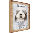 Holzschild 30x20 cm Bobtail Hund verspielt