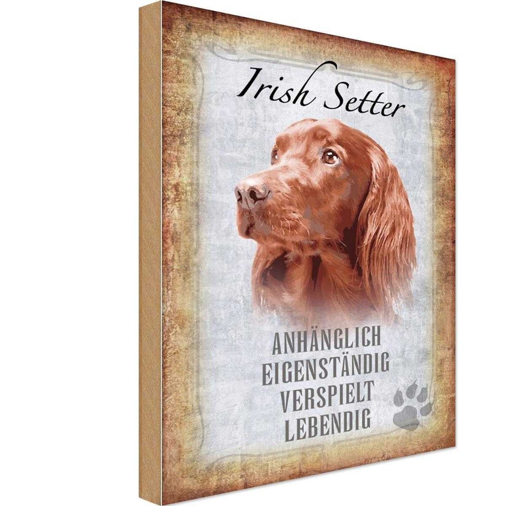 Holzschild 30x20 cm Irish Setter Hund Tier Haustier