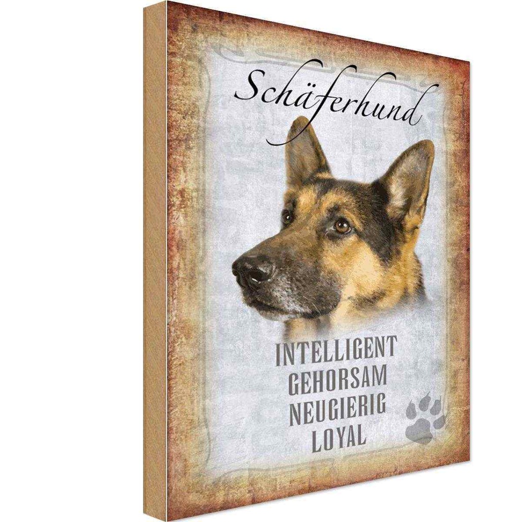 Holzschild 30x20 cm Schäferhund Hund Tier Haustier