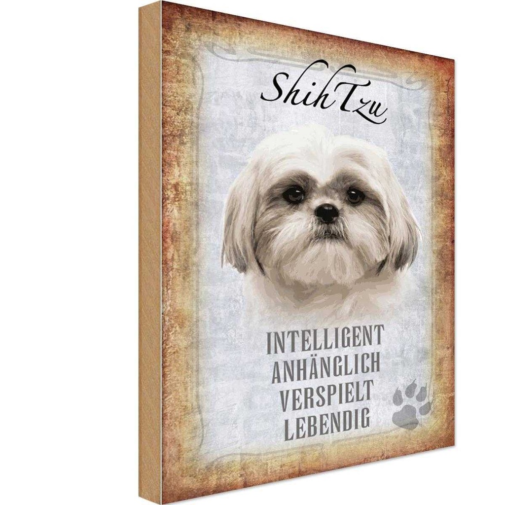 Holzschild 30x20 cm Shih Tzu Hund Tier Haustier