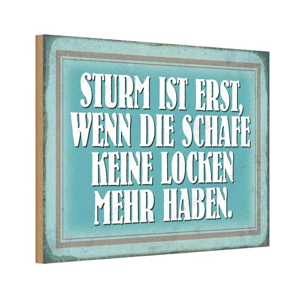 Holzschild 20x30 cm Sturm wenn Schafe keine Locken Dekoration