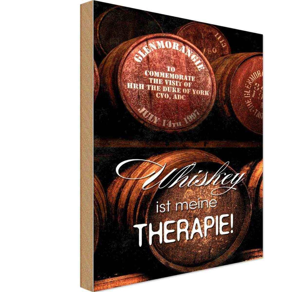 Holzschild 30x20 cm Whiskey ist meine Therapie Essen Trinken