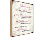 Holzschild 30x20 cm Zuhause Liebe Freunde Lächeln Geschenk