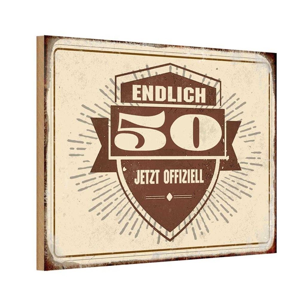 Holzschild 20x30 cm Glückwunsch endlich 50 Geschenk