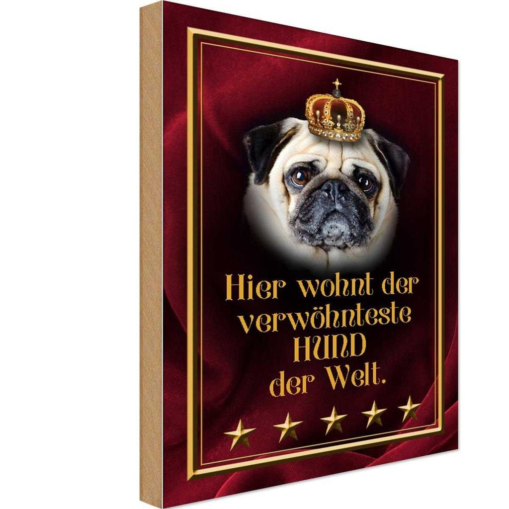 Holzschild 30x20 cm hier wohnt Hund der Welt Tier Haustier