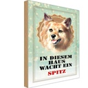 Holzschild 30x20 cm Hund in diesem Haus wacht ein Spitz Tier Haustier