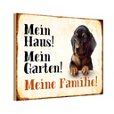 Holzschild 20x30 cm Hund Dackel mein Haus Garten Familie Tier Haustier