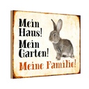 Holzschild 20x30 cm Tiere Hase mein Haus Garten Familie Tier Haustier