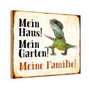 Holzschild 20x30 cm Reptilien Chamäleon mein Haus Garten Geschenk