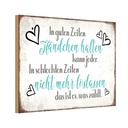 Holzschild 20x30 cm in guten Zeiten Händchen halten Spruch Zitat